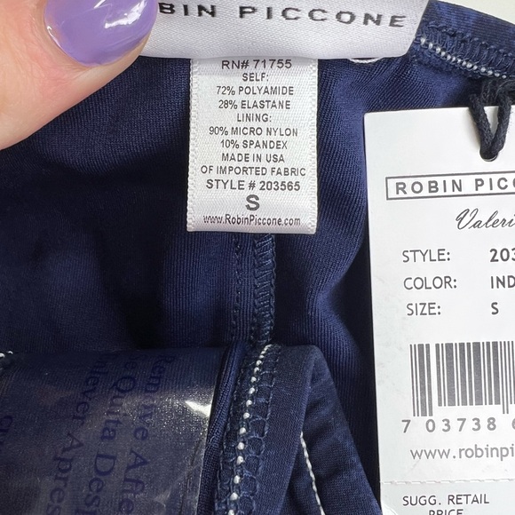 Robin Piccone Valeria Tab Side Bikini Bottom Blue New With Tags Size Small - Picture 7 of 10